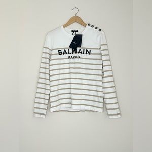 BRAND NEW BALMAIN LONG SLEEVE T-SHIRT WITH LOGO